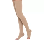 Чулки компрессионные до бедра 2 класс кремовые открытый мысок р.6