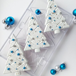 877 | Форма для шоколадных плиток "Ель новогодняя" (275*175 мм)