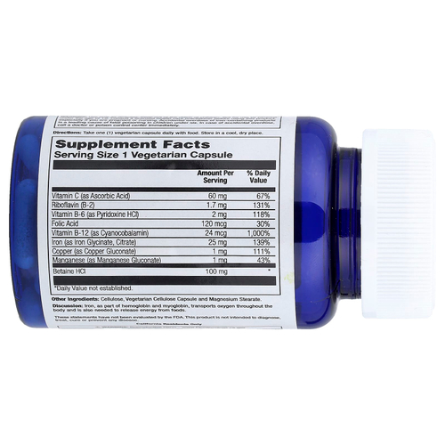 Nature's Life, комплекс железа, 25 мг, 50 вегетарианских капсул