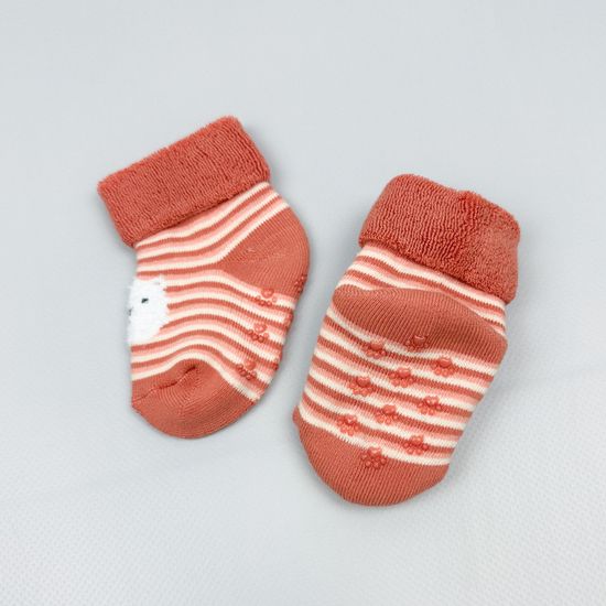 Носочки махровые со стоперами, Темный коралл