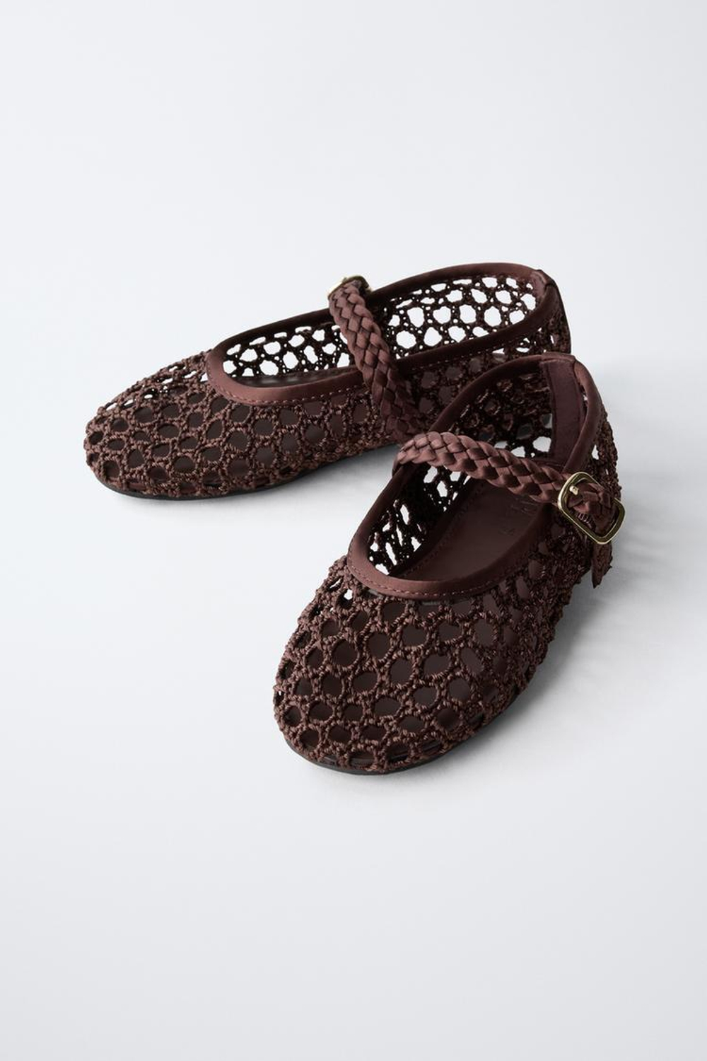 ZARA БАЛЕТКИ С ПЕРФОРАЦИЕЙ, КОРИЧНЕВЫЙ