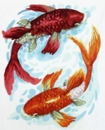 Картина рисование по номерам 40*50см «Влюбленные рыбки»