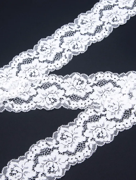 02-42 Кружево узкое эластичное 5,5 см, белый