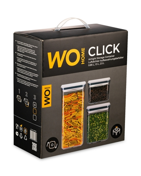 Набор больших контейнеров для сыпучих продуктов 3шт Wo Home Click