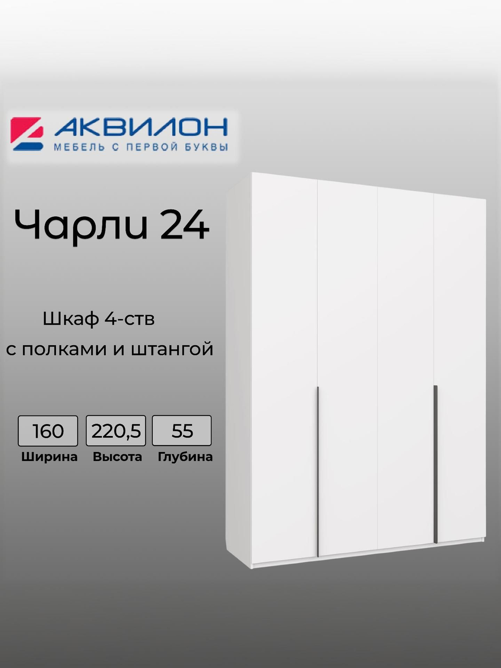 Шкаф для одежды АКВИЛОН "Чарли №24", ЛДСП, 160 см
