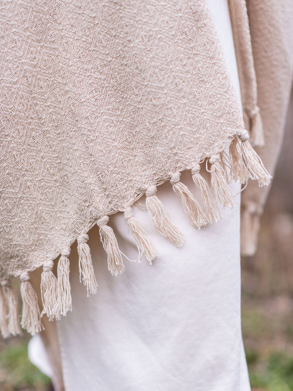 Бохо-накидка из фактурного хлопка (молоко)