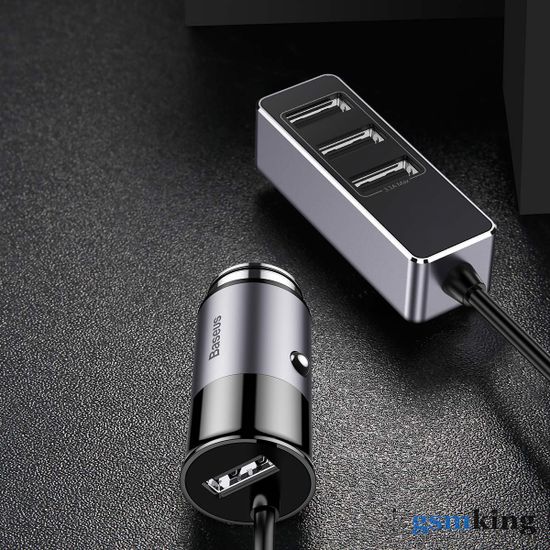 Baseus Enjoy Together Four Interfaces Output Patulous Car Charger 5.5A Dark Gray CCTON-0G