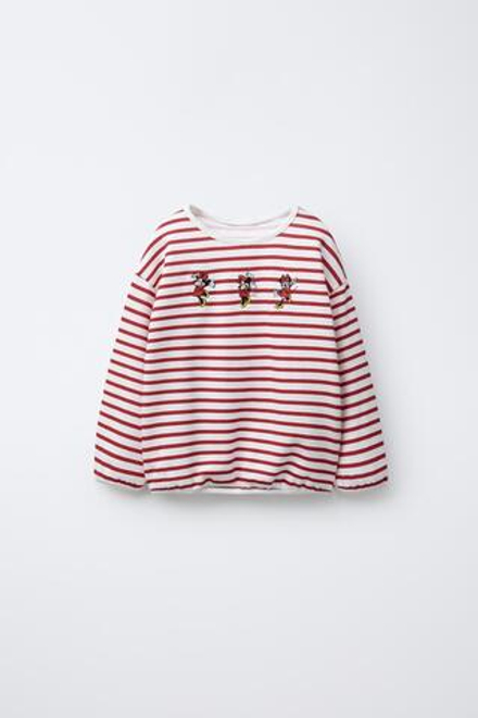ZARA ФУТБОЛКА В ПОЛОСКУ С MINNIE MOUSE © DISNEY, КРАСНЫЙ