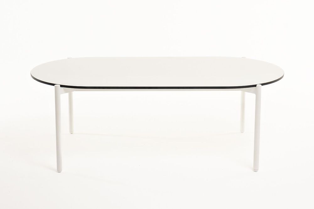 "Диего" журнальный стол из HPL 120х60 H40, каркас белый муар, цвет "молочный"