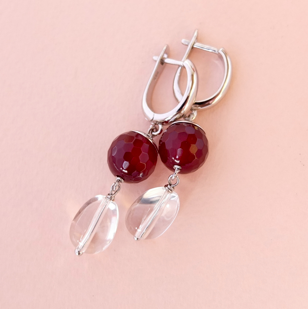 Серьги с кварцем, английский замок