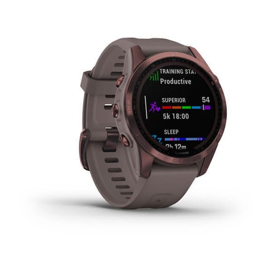 Часы Garmin Fenix 7S Sapphire Solar, титан "бронза", серый силикон 010-02539-29