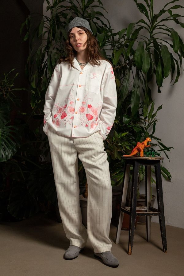 Рубашка с Розовыми Аппликациями / Pink Applique Long Sleeve белая - фото 2