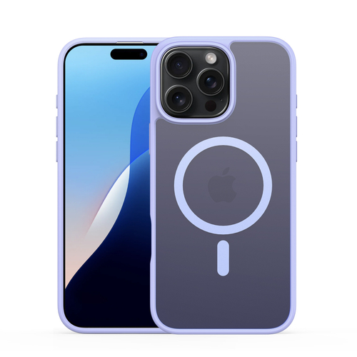 Прозрачный матовый чехол с рамками фиолетового цвета (Light Purple) и с MagSafe от Dux Ducis для iPhone 16 Pro, серия Yind Series Case