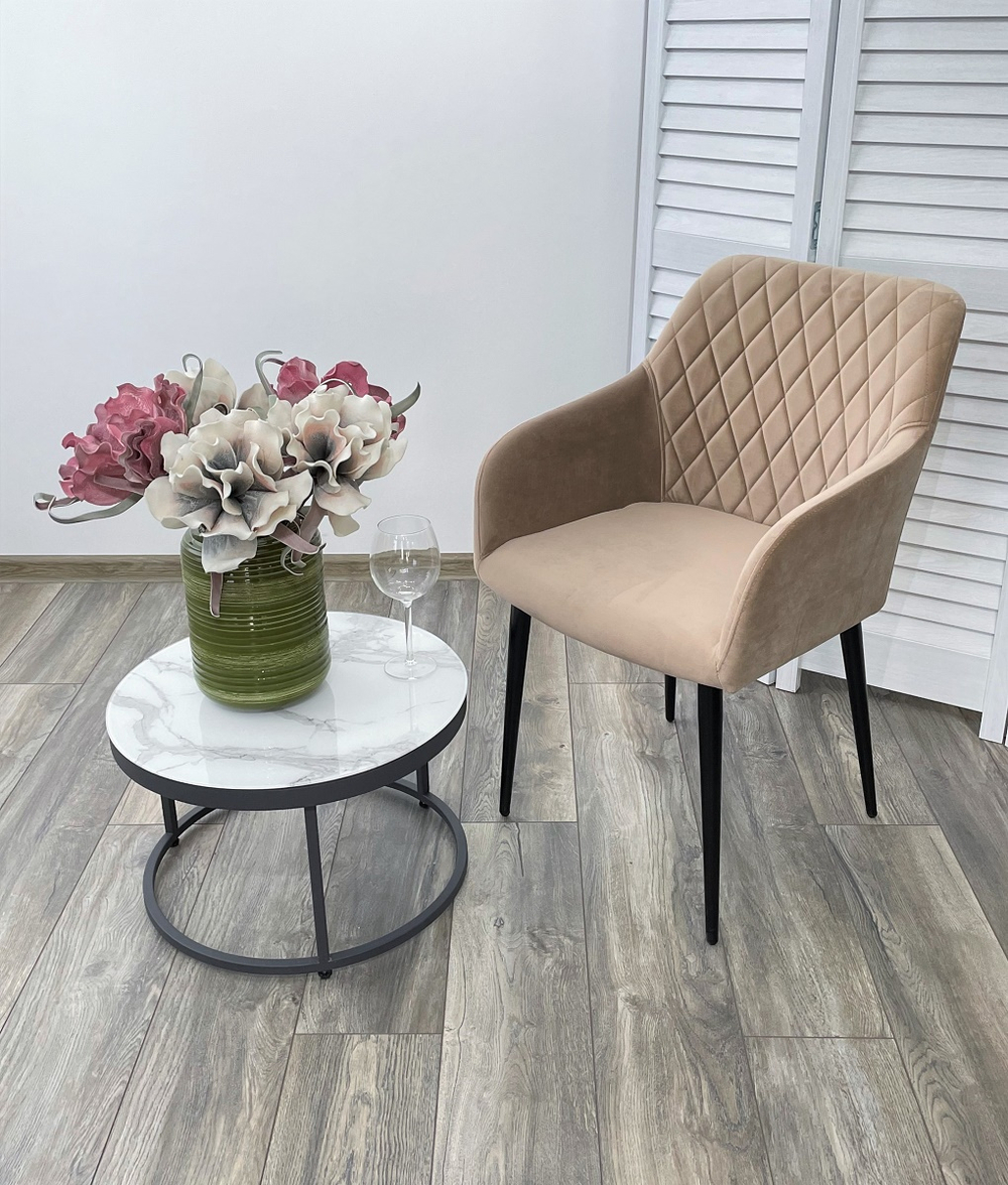 Стул М-City DISAUR Бренди-Х (Brandy-X) Бежевый 5, Велюр, Черный каркас