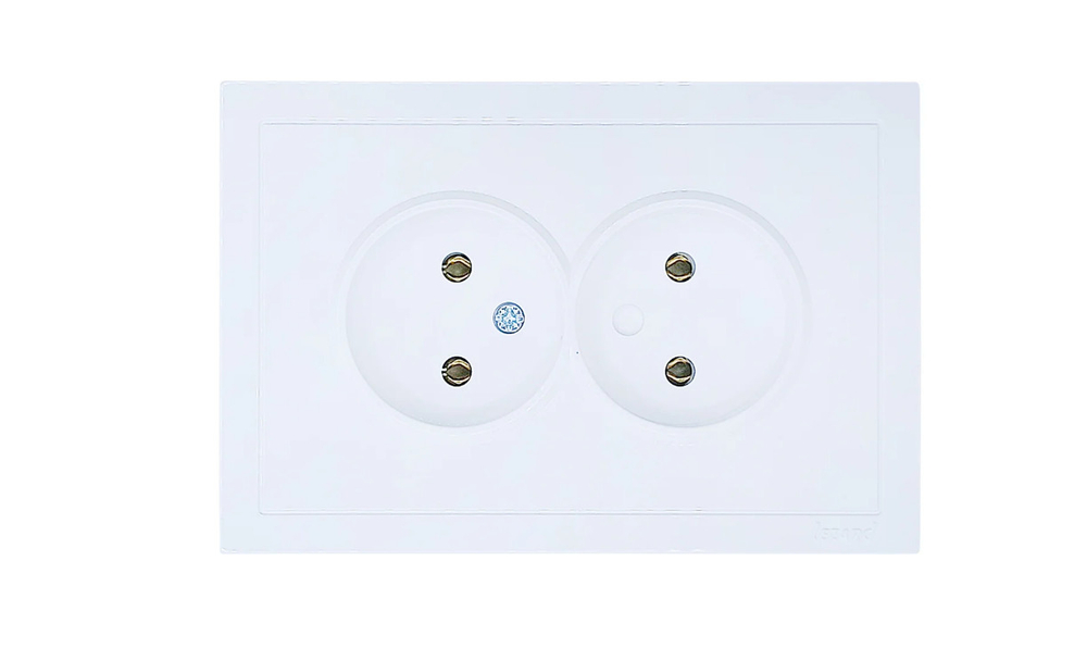 Розетка 2-местная LEZARD ZIMA белая б/з безвинтовой зажим/клемма