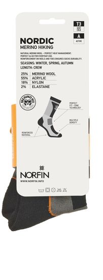 Носки Norfin T3A NORDIC MERINO HIKING CREW р.(45-47) XL