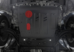 Защита картера и КПП АвтоБроня для Nissan Sentra B17 (V - 1.6) CVT 2014-2017/Nissan Tiida II (V - 1.6) CVT 2015-2016, штампованная, сталь 1.8 мм, с крепежом, 111.04151.1