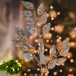 Украшение новогоднее "Ветка Волшебные листья" 50см, шампань