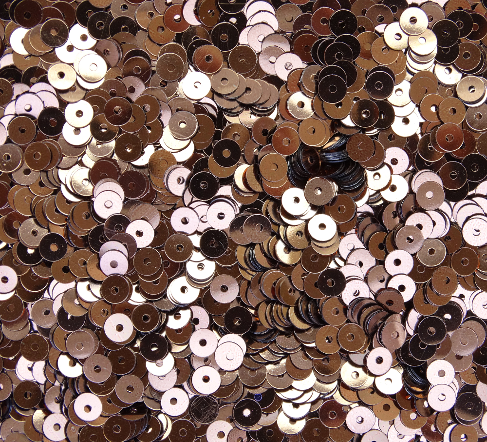 ПЛ005НН4 Пайетки круглые плоские, цвет: кофе металлик, 4 мм, 10 грамм