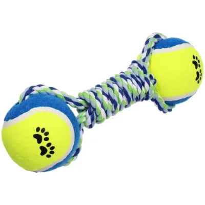 Игрушка-канат для крупных пород собак «Счастливый хвост!», цвет синий/зеленый, 21*6см/180гр
