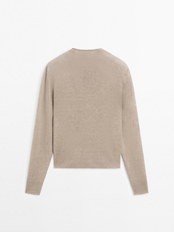 Massimo Dutti Легкий кардиган из 100% льна, кротово-коричневый