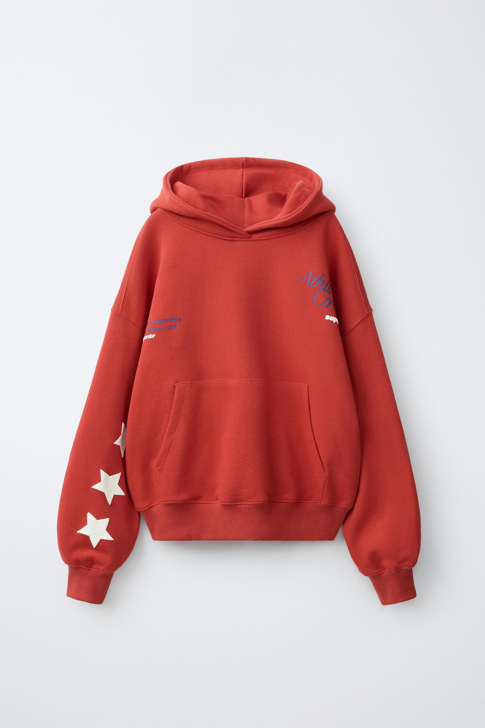 ZARA ХУДИ С ТЕКСТОВЫМ ПРИНТОМ, КРАСНЫЙ