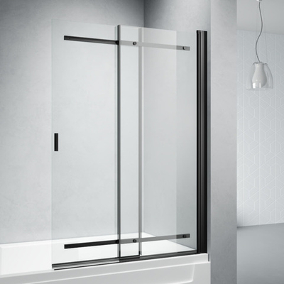 Шторка на ванну Veconi Palau PL-88B, 1000x1400, черный, стекло прозрачное