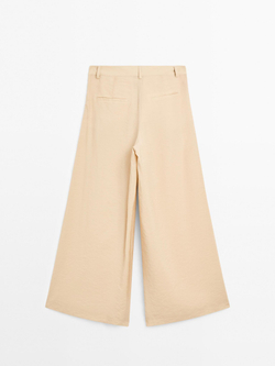 Massimo Dutti Брюки палаццо с вытачками, бежевый