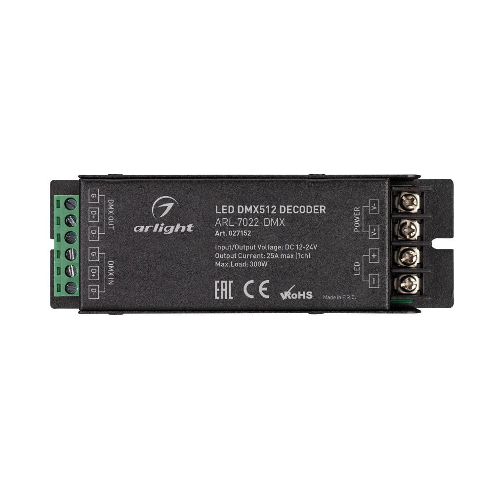 Декодер ARL-7022-DMX (12-24V, 1x25A, DMX512) (Arlight, IP20 Металл, 3 года) 027152