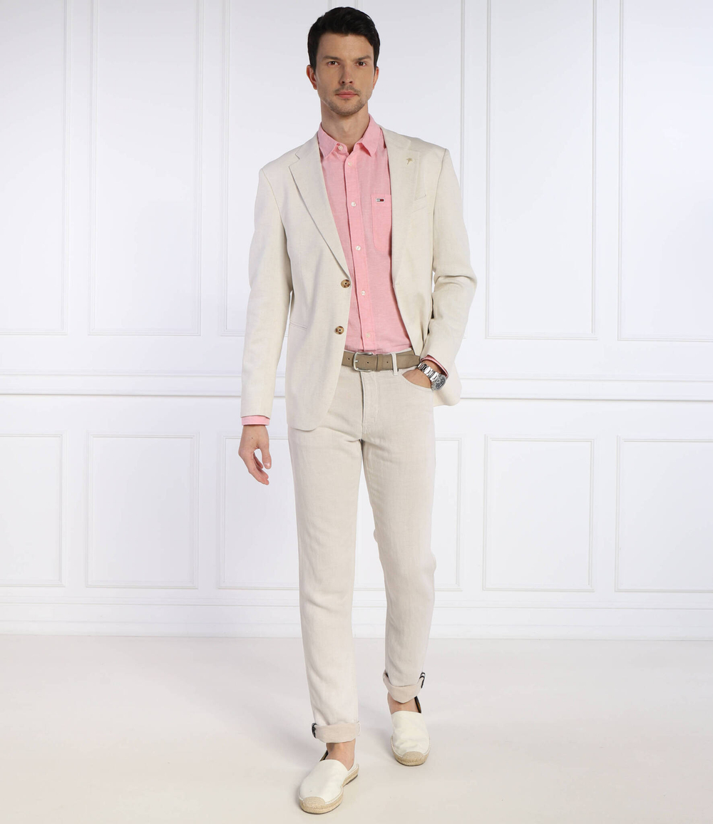 Льняная рубашка Tommy Jeans - розовый(DM0DM18962)