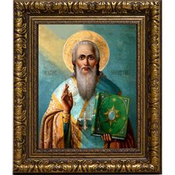 Модест Иерусалимский патриарх, святитель. Икона на холсте.