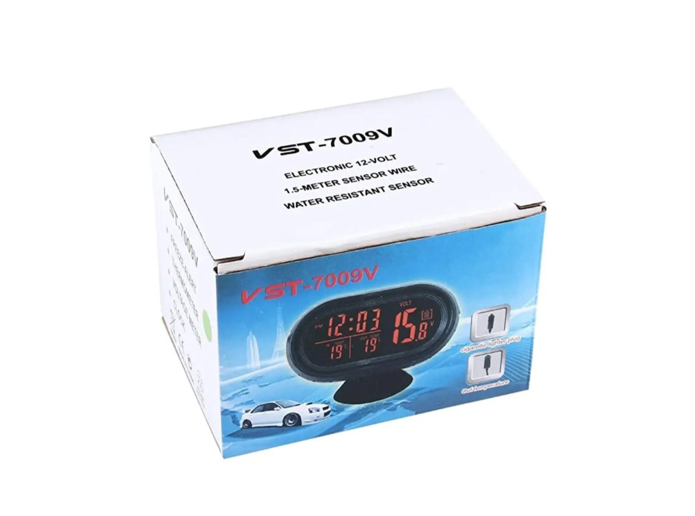 Авто часы VST 7009-V Green&Red Монохром