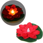 Растение водоплавающее «Кувшинка» d-10 см от контакта с водой, красный с подсветкой (RGB)