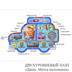 ДВУХУРОВНЕВЫЙ ПАЗЛ «Джип. Мечта мальчишек»