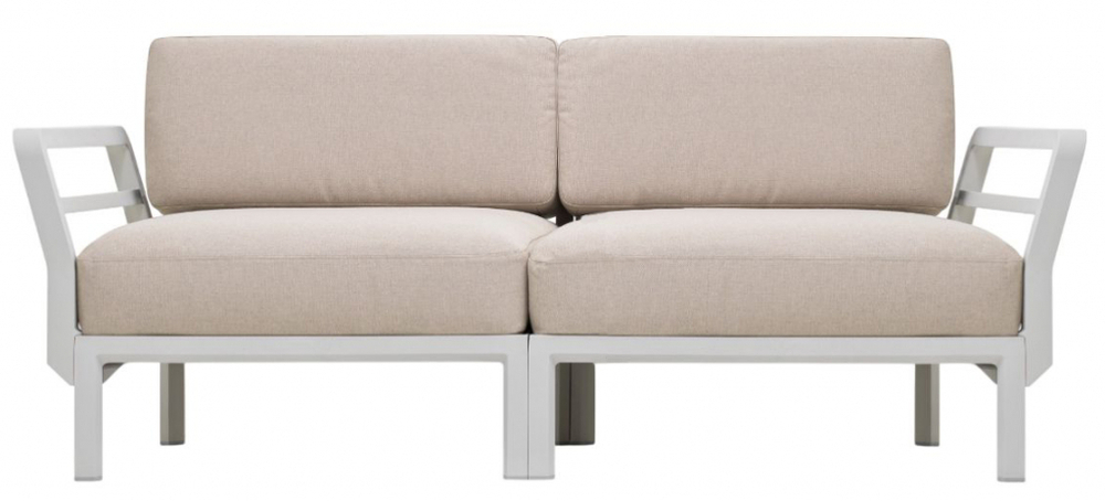 Диван пластиковый с подушками Nardi Maximo 2, гипс, жемчуг