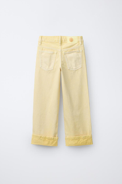 ZARA ДЖИНСЫ WIDE LEG FOLD UP, ЖЕЛТЫЙ