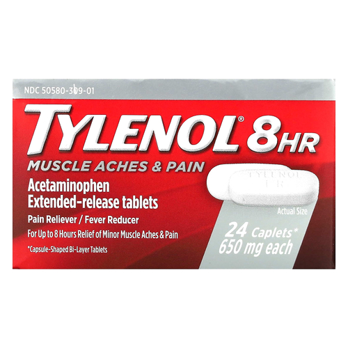 Tylenol, 8 мышечных болей и боли в сердце, 650 мг, 24 капсулы