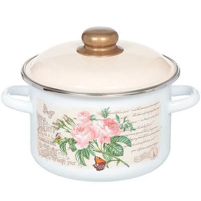 Кастрюля сталь, эмал, 3 л, с крыш, СтальЭмаль, Мэри белоснежная, 6RD181M, индукц