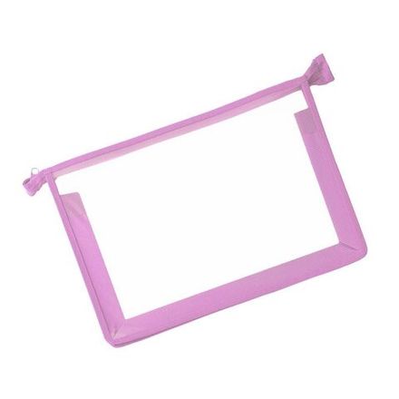 Папка для тетрадей 1 отделение А4 на молнии Пчёлка Офис, безцветная, сиреневый кант