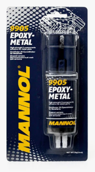 Клей эпоксидный 2-компонентный  Шприц-тюбик Epoxi-Metall  MANNOL (30гр) 9905