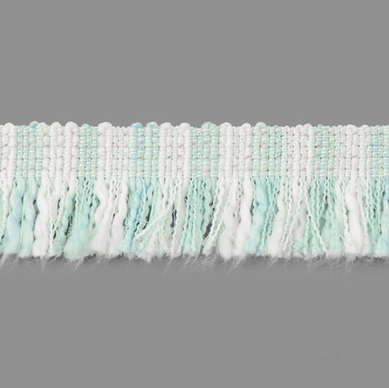 Бахрома меланж ш. 27 мм (тесьма отделочная) бело/серо/голубой
