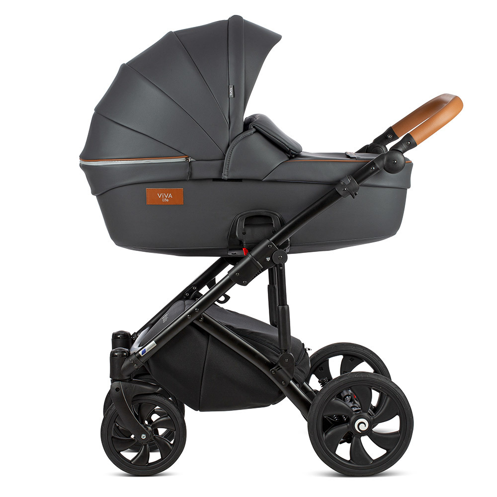 Коляска Tutis Viva Life 3 в 1 New 2019 SHADOW GREY №087 (Серая эко-кожа)