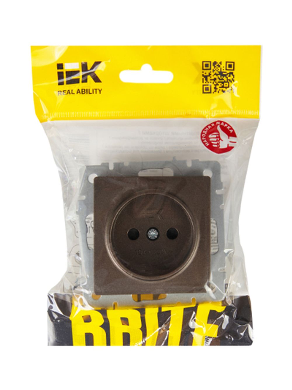 BRITE Розетка 1-местная без заземления с защитными шторками 10А РСш10-2-БрТБ темная бронза IEK
