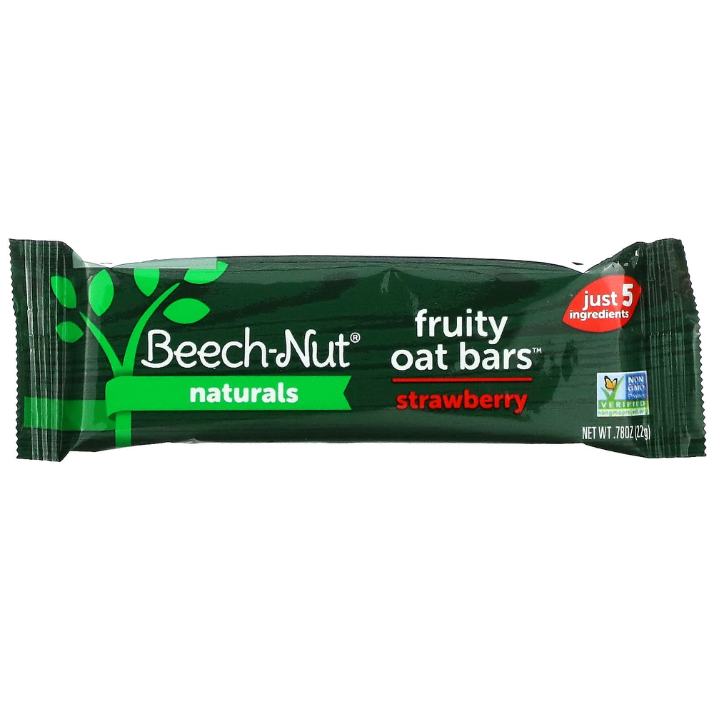 Beech-Nut, Naturals, Fruity Oat Bars, овсяные батончики с фруктами, для детей от 12 месяцев, клубника, 5 батончиков по 22 г (0,78 унции)