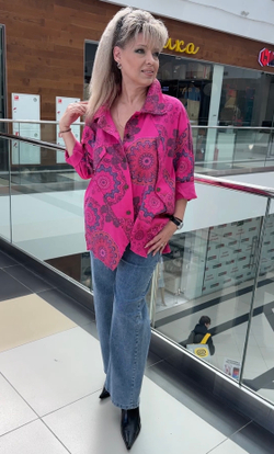 Яркий, цветной, джинсовый жакет-рубашка