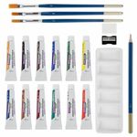 Краски акриловые художественные 12 цветов в тубах по 12 мл, кисти 3 шт., палитра, аксессуары, 19 предметов, BRAUBERG HOBBY, 192543