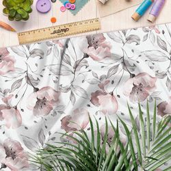 Ткань футер 2-х нитка весенний цветочный дизайн