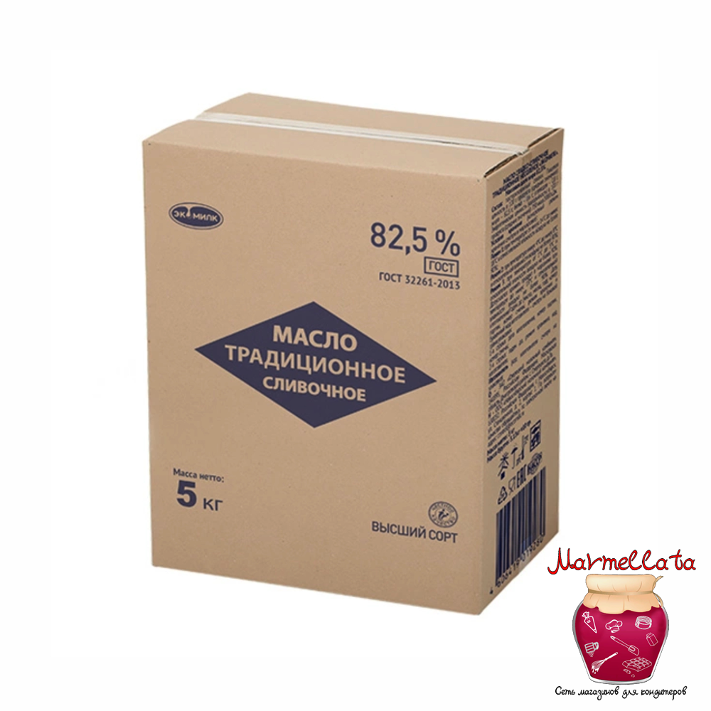 Масло сладко-сливочное Традиционное несоленое ЭКОМИЛК мдж 82,5%, 5 кг