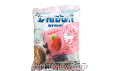 Конфета жевательная со вкусом мяты и клубники 280 г Boonprasert "Mymint" Fruit&Mint