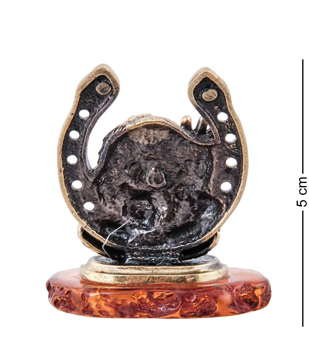 Народные промыслы AM-3963 Фигурка «Подкова для Дома» (латунь, янтарь)